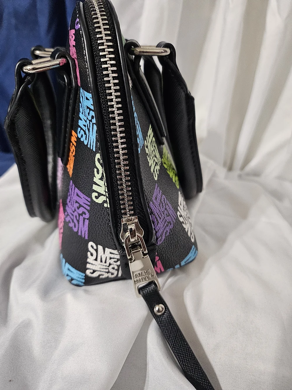 Steve Madden Multicolor Logo Dome Satchel - Black